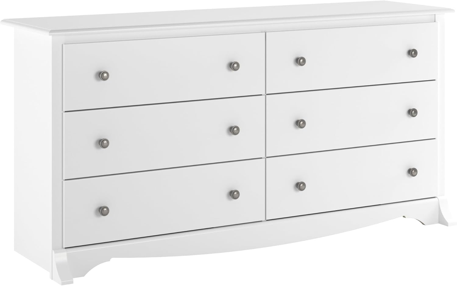 Prepac Simply Modern 6-Drawer Double Dresser for Bedroom, Chest of Drawers, Modern Bedroom Furniture, 52.5” wide x 16” deep x 29.5” tall, White - Grand Goldman