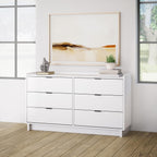Prepac Simply Modern 6-Drawer Double Dresser for Bedroom, Chest of Drawers, Modern Bedroom Furniture, 52.5” wide x 16” deep x 29.5” tall, White - Grand Goldman