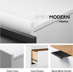 Prepac Simply Modern 6-Drawer Double Dresser for Bedroom, Chest of Drawers, Modern Bedroom Furniture, 52.5” wide x 16” deep x 29.5” tall, White - Grand Goldman