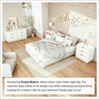 Prepac Simply Modern 6-Drawer Double Dresser for Bedroom, Chest of Drawers, Modern Bedroom Furniture, 52.5” wide x 16” deep x 29.5” tall, White - Grand Goldman