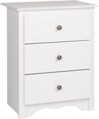 Prepac Sonoma Traditional Tall Nightstand Side Table with 3 Drawers, Functional Tall 3-Drawer Bedside Table 16" D x 23" W x 29" H, Espresso, EDC-2403 - Grand Goldman