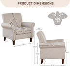 Prilinex Upholstered Living Room Chair - Large Comfy Fabric Accent Chair Single Sofa with Cushion, Rolled Armrest & Nailhead Trim, Mid Century Farmhouse Armchair for Bedroom, Office, Beige - Grand Goldman