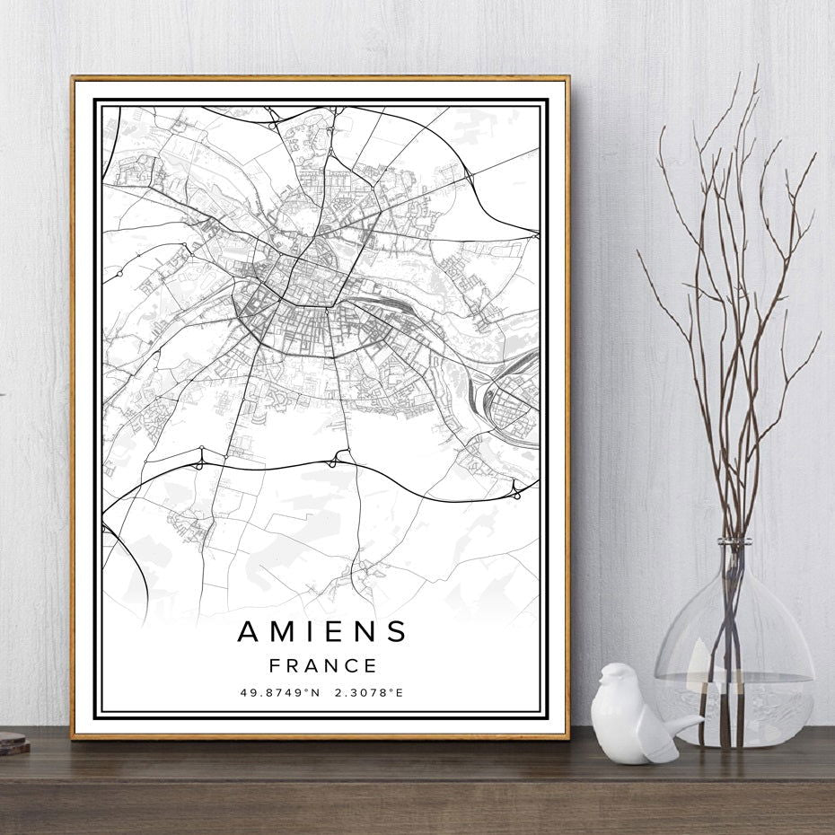 Printed Canvas Wall Poster French City Map - Grand Goldman