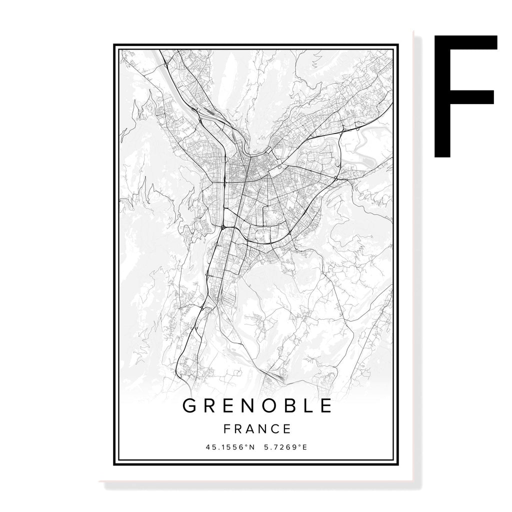 Printed Canvas Wall Poster French City Map - Grand Goldman