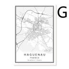 Printed Canvas Wall Poster French City Map - Grand Goldman