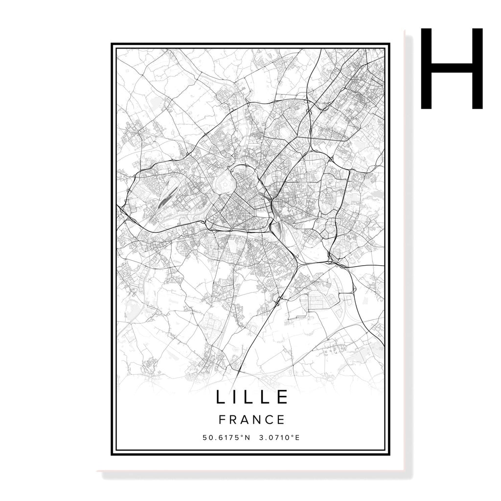 Printed Canvas Wall Poster French City Map - Grand Goldman