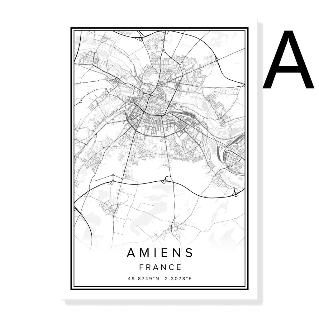 Printed Canvas Wall Poster French City Map - Grand Goldman