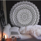 Printed home tapestry black and white with wall hanging beach towel beach blanket - Grand Goldman