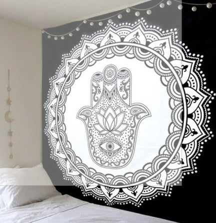 Printed home tapestry black and white with wall hanging beach towel beach blanket - Grand Goldman