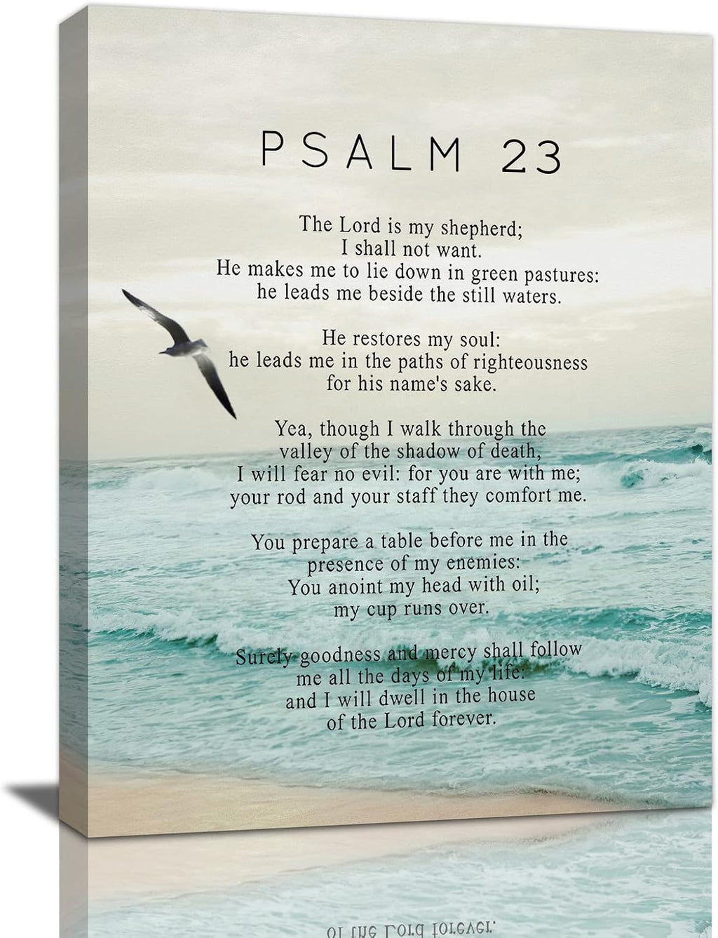 Psalm 23 Wall Art Psalm 23 Canvas Wall Decor Scripture Bible Verse Prints Painting Christian Religous Framed Artwork for Bedroom Living Room Church 12"x16" - Grand Goldman