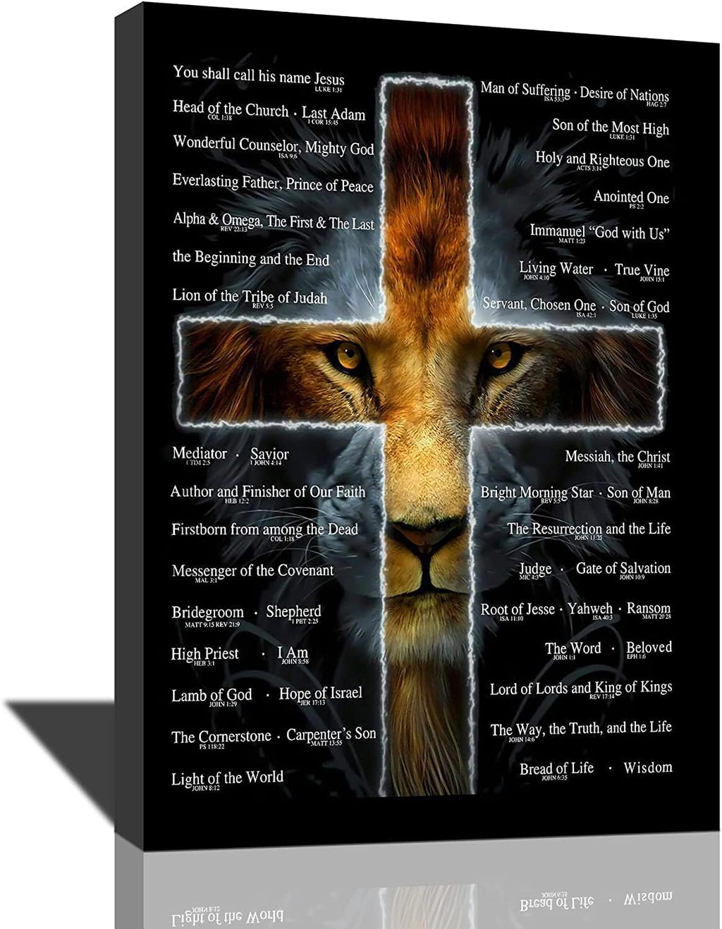 Psalm 23 Wall Art Psalm 23 Canvas Wall Decor Scripture Bible Verse Prints Painting Christian Religous Framed Artwork for Bedroom Living Room Church 12"x16" - Grand Goldman