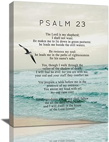 Psalm 23 Wall Art Psalm 23 Canvas Wall Decor Scripture Bible Verse Prints Painting Christian Religous Framed Artwork for Bedroom Living Room Church 12"x16" - Grand Goldman