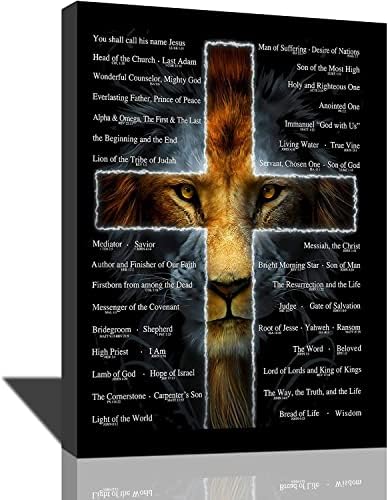 Psalm 23 Wall Art Psalm 23 Canvas Wall Decor Scripture Bible Verse Prints Painting Christian Religous Framed Artwork for Bedroom Living Room Church 12"x16" - Grand Goldman
