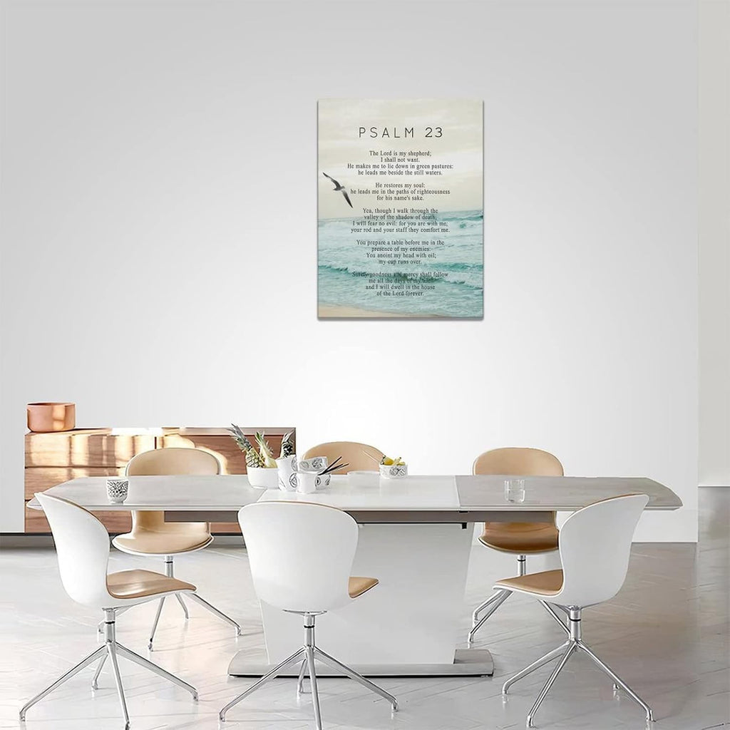 Psalm 23 Wall Art Psalm 23 Canvas Wall Decor Scripture Bible Verse Prints Painting Christian Religous Framed Artwork for Bedroom Living Room Church 12"x16" - Grand Goldman