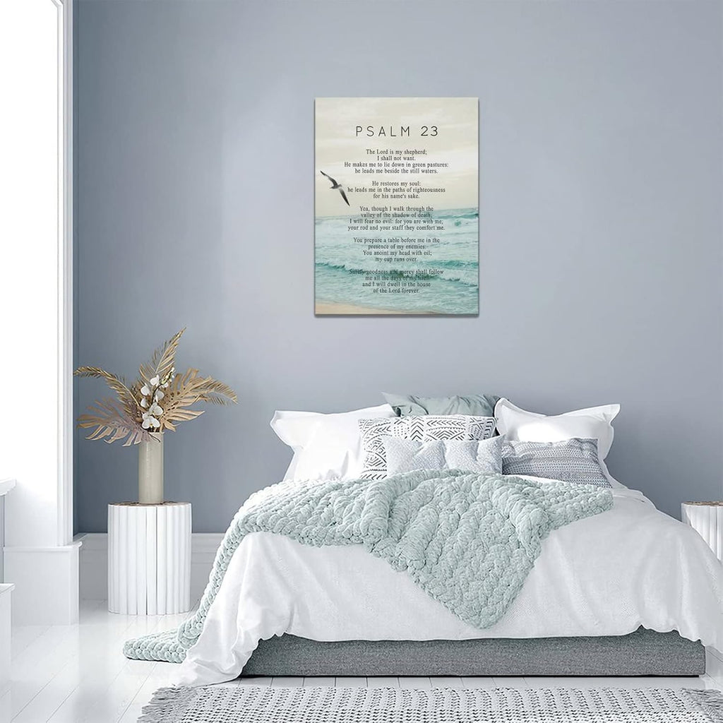 Psalm 23 Wall Art Psalm 23 Canvas Wall Decor Scripture Bible Verse Prints Painting Christian Religous Framed Artwork for Bedroom Living Room Church 12"x16" - Grand Goldman