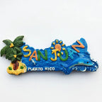 Puerto Rico 3D Creative Magnetic Refrigerator Stickers San Juan Tour Commemorative Painted Decorative Crafts Fridge Magnet Decor - Grand Goldman