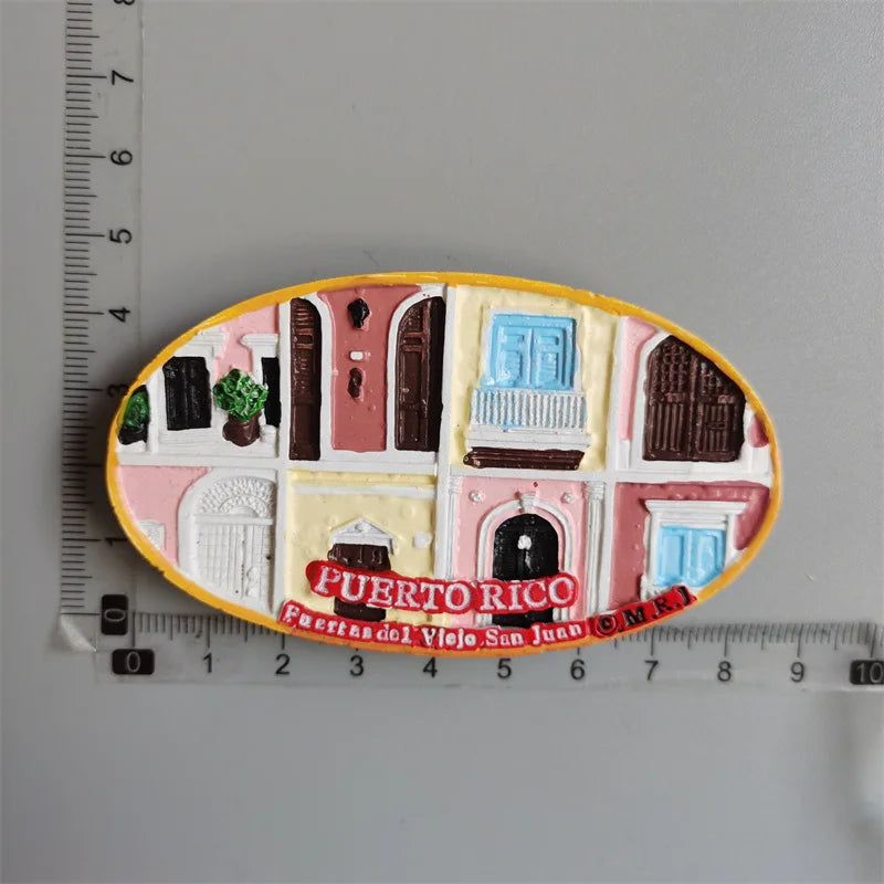 Puerto Rico 3D Creative Magnetic Refrigerator Stickers San Juan Tour Commemorative Painted Decorative Crafts Fridge Magnet Decor - Grand Goldman