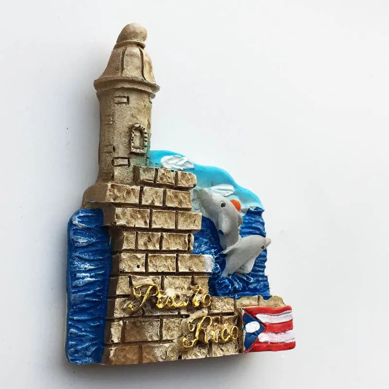 Puerto Rico 3D Creative Magnetic Refrigerator Stickers San Juan Tour Commemorative Painted Decorative Crafts Fridge Magnet Decor - Grand Goldman