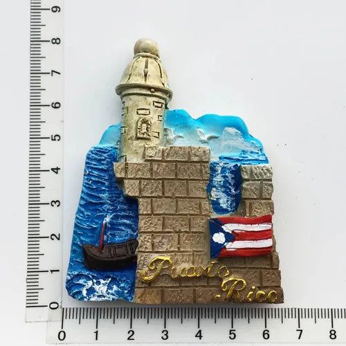 Puerto Rico 3D Creative Magnetic Refrigerator Stickers San Juan Tour Commemorative Painted Decorative Crafts Fridge Magnet Decor - Grand Goldman