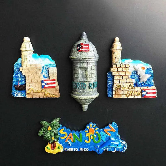 Puerto Rico 3D Creative Magnetic Refrigerator Stickers San Juan Tour Commemorative Painted Decorative Crafts Fridge Magnet Decor - Grand Goldman