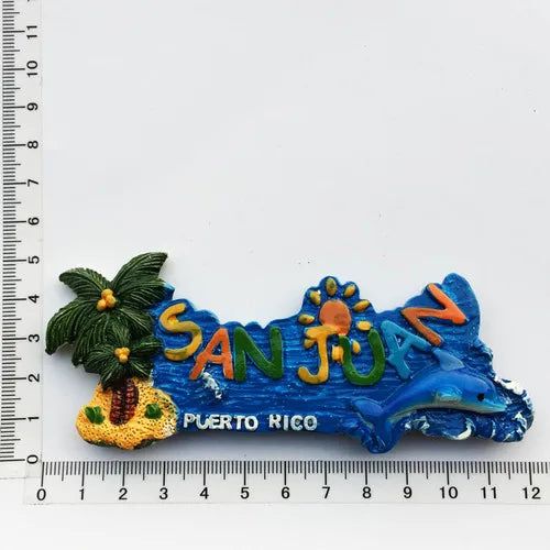 Puerto Rico 3D Creative Magnetic Refrigerator Stickers San Juan Tour Commemorative Painted Decorative Crafts Fridge Magnet Decor - Grand Goldman