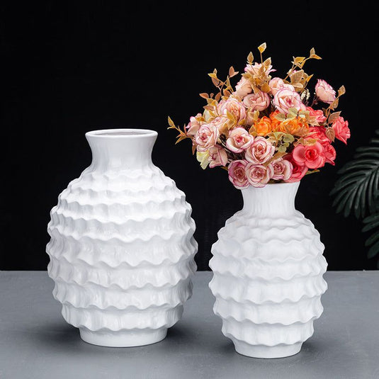 Pure Color Irregular Wave Ceramic Vase - Grand Goldman