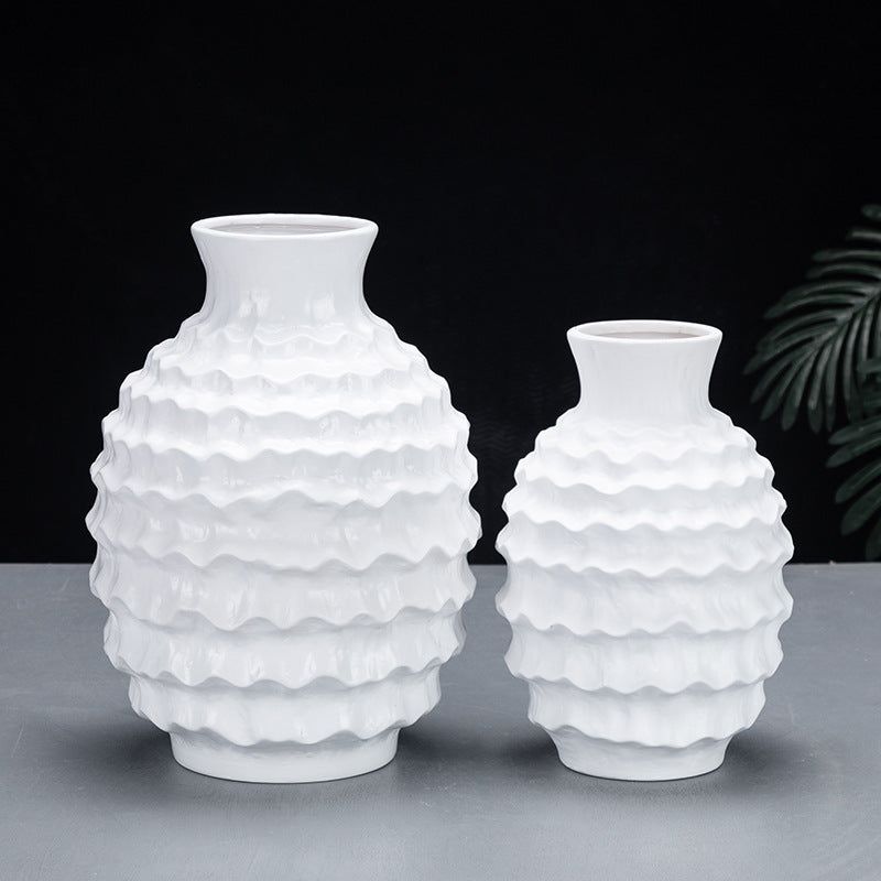 Pure Color Irregular Wave Ceramic Vase - Grand Goldman