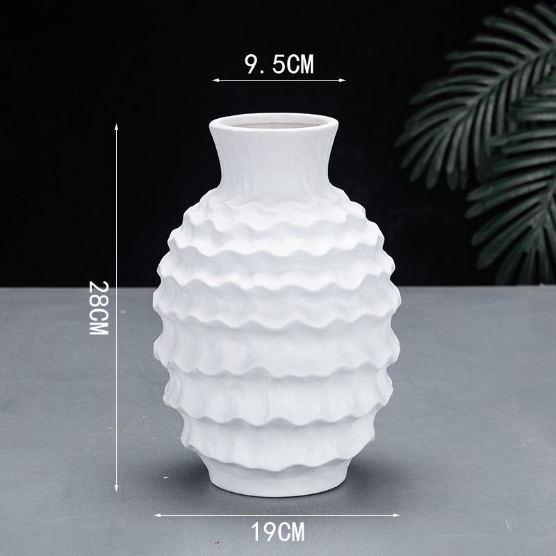 Pure Color Irregular Wave Ceramic Vase - Grand Goldman