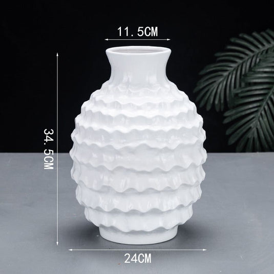 Pure Color Irregular Wave Ceramic Vase - Grand Goldman