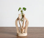 Pure Handwork Wooden Vase Decorated Solid Wood Flower Pot For Creative Glass Floral Hydroponic Container Home Decorative Vase - Grand Goldman