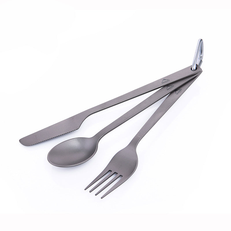 Pure Titanium Knife, Fork And Spoon Combination Light And Easy To Carry Outdoor Camping Tableware - Grand Goldman