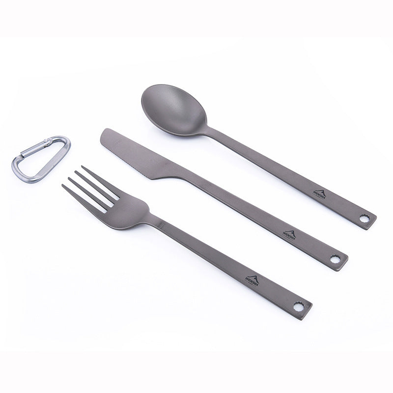 Pure Titanium Knife, Fork And Spoon Combination Light And Easy To Carry Outdoor Camping Tableware - Grand Goldman