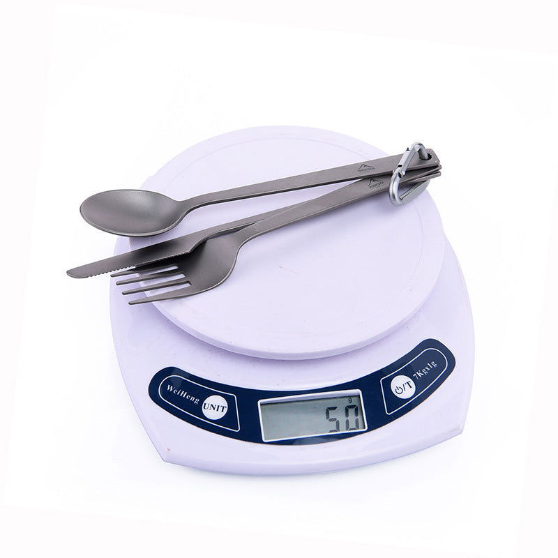 Pure Titanium Knife, Fork And Spoon Combination Light And Easy To Carry Outdoor Camping Tableware - Grand Goldman