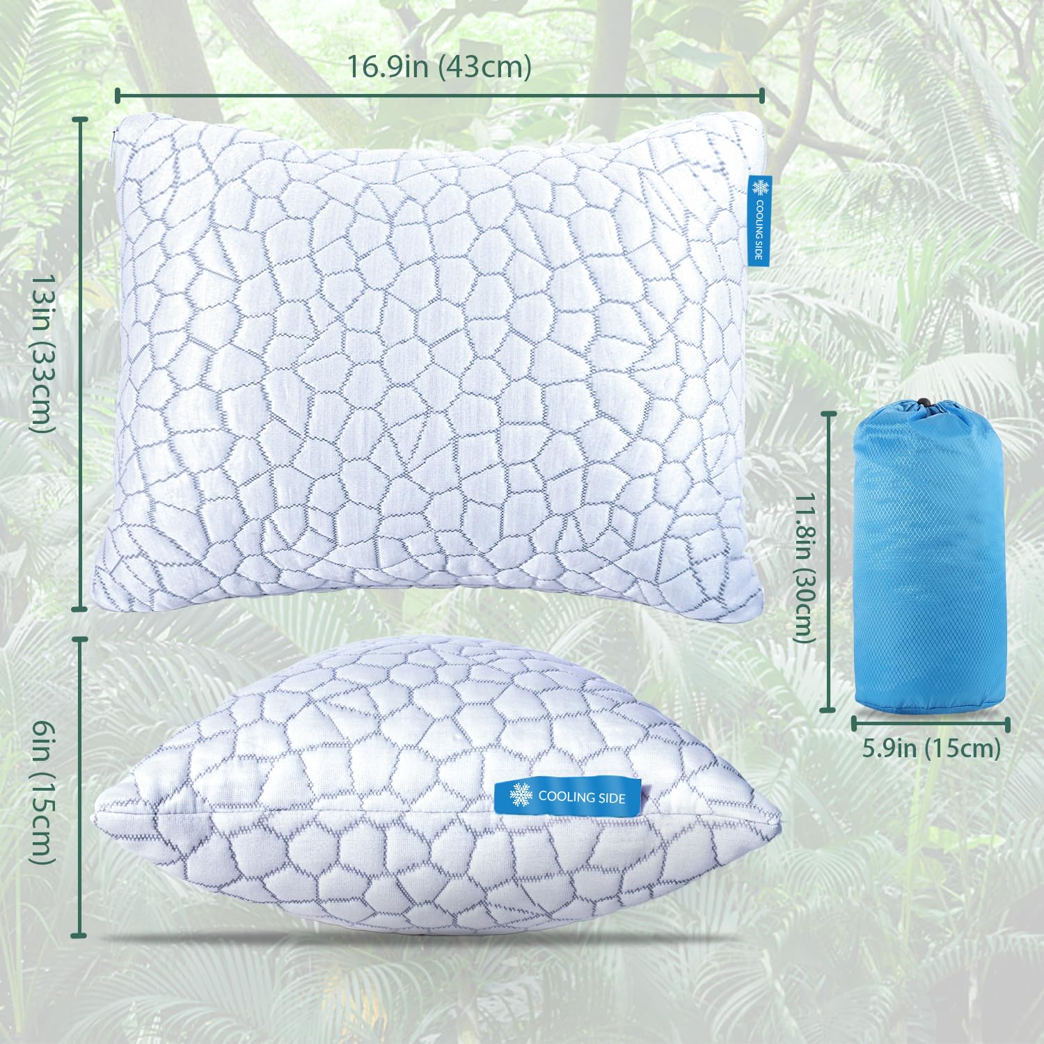 QUTOOL Cooling Pillows for Sleeping 2 Pack, Shredded Memory Foam Bed Pillows Queen Size Set of 2, Gel Pillow for Hot Sleepers Cool Pillow for Side Back and Stomach Sleepers, Cold Pillow, Supportive - Grand Goldman
