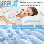 QUTOOL Cooling Pillows for Sleeping 2 Pack, Shredded Memory Foam Bed Pillows Queen Size Set of 2, Gel Pillow for Hot Sleepers Cool Pillow for Side Back and Stomach Sleepers, Cold Pillow, Supportive - Grand Goldman