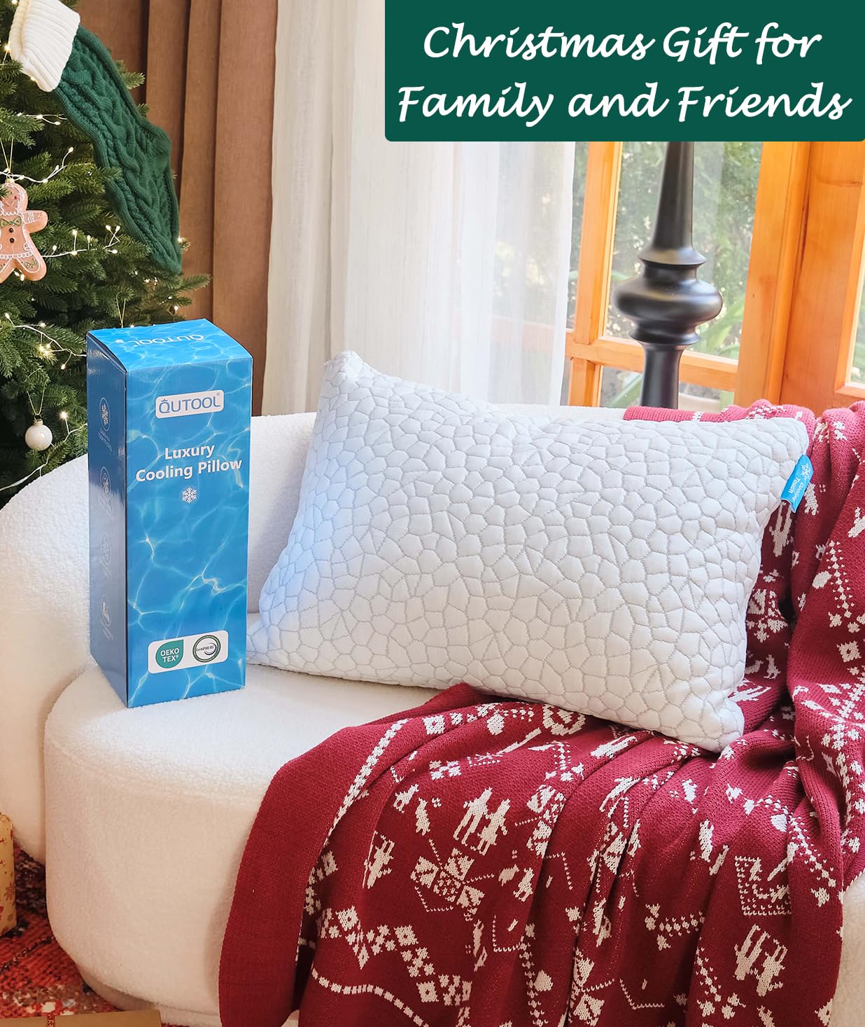 QUTOOL Cooling Pillows for Sleeping 2 Pack, Shredded Memory Foam Bed Pillows Queen Size Set of 2, Gel Pillow for Hot Sleepers Cool Pillow for Side Back and Stomach Sleepers, Cold Pillow, Supportive - Grand Goldman