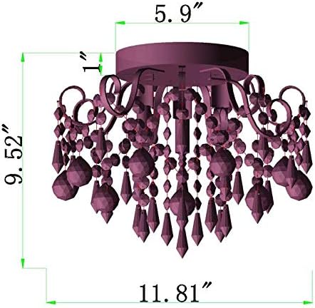 Q&S Mini Chandelier Crystal,Semi Flush Mount Pink Girl Chandelier, Small Crystal Ceiling Light Fixture Bedroom Bathroom Closet Nursery 3 Lights - Grand Goldman