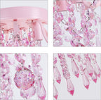 Q&S Mini Chandelier Crystal,Semi Flush Mount Pink Girl Chandelier, Small Crystal Ceiling Light Fixture Bedroom Bathroom Closet Nursery 3 Lights - Grand Goldman