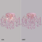 Q&S Mini Chandelier Crystal,Semi Flush Mount Pink Girl Chandelier, Small Crystal Ceiling Light Fixture Bedroom Bathroom Closet Nursery 3 Lights - Grand Goldman