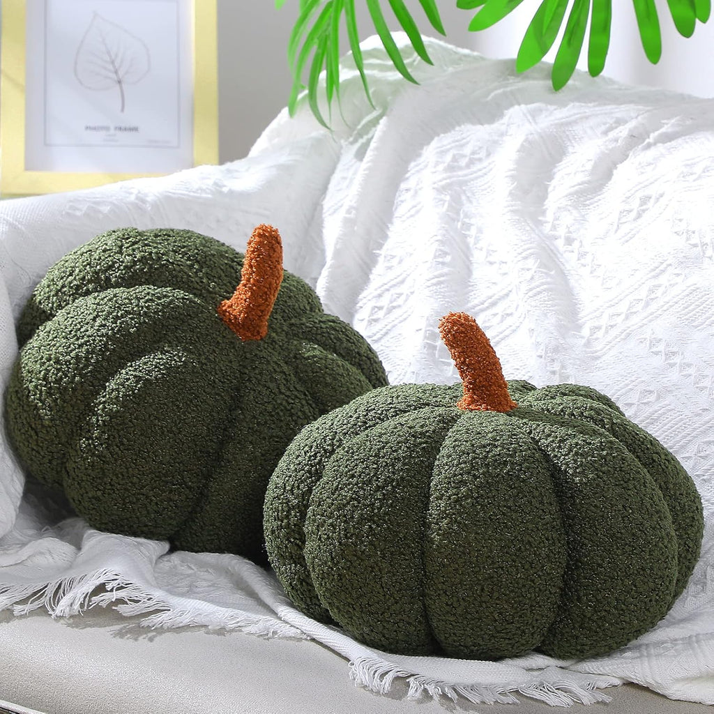 Queekay 2 Pcs Thanksgiving Pumpkin Pillow Fall Pumpkin Shaped Throw Pillow 11 x 9.5 Inch 3D Pumpkin Pillow Sofa Throw Pillow Cushion for Car Bedroom Home Decoration Couch(Brown) - Grand Goldman