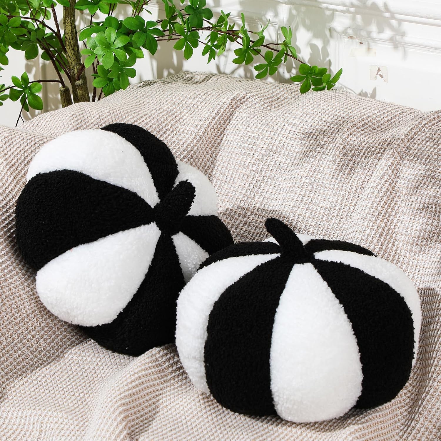 Queekay 2 Pcs Thanksgiving Pumpkin Pillow Fall Pumpkin Shaped Throw Pillow 11 x 9.5 Inch 3D Pumpkin Pillow Sofa Throw Pillow Cushion for Car Bedroom Home Decoration Couch(Brown) - Grand Goldman