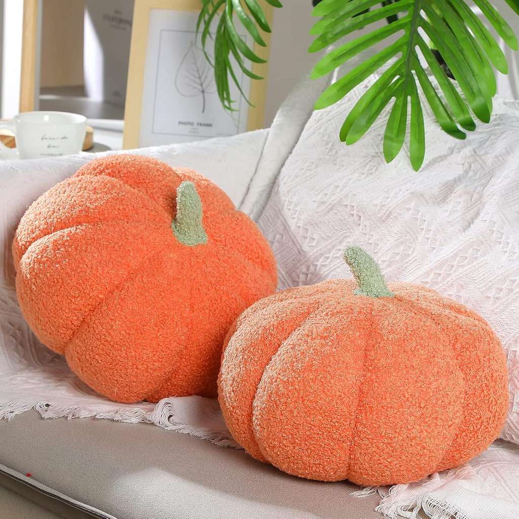 Queekay 2 Pcs Thanksgiving Pumpkin Pillow Fall Pumpkin Shaped Throw Pillow 11 x 9.5 Inch 3D Pumpkin Pillow Sofa Throw Pillow Cushion for Car Bedroom Home Decoration Couch(Brown) - Grand Goldman
