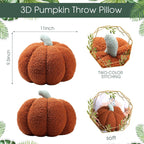 Queekay 2 Pcs Thanksgiving Pumpkin Pillow Fall Pumpkin Shaped Throw Pillow 11 x 9.5 Inch 3D Pumpkin Pillow Sofa Throw Pillow Cushion for Car Bedroom Home Decoration Couch(Brown) - Grand Goldman