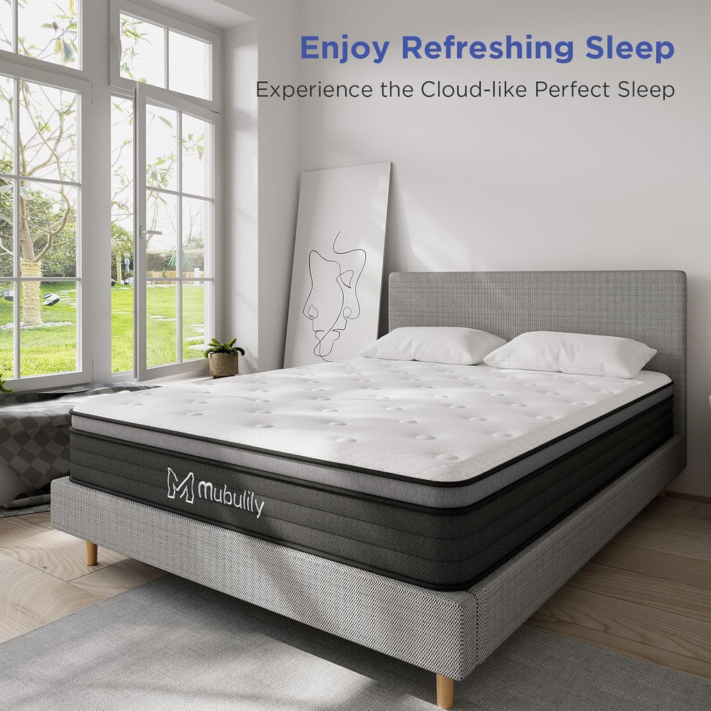 Queen Mattress,10 Inch Hybrid Mattress in a Box with Gel Memory Foam Mattress,Individually Wrapped Pocket Coils Innerspring Mattress,Pressure Relief,Back Pain Relief,CertiPUR-US. - Grand Goldman