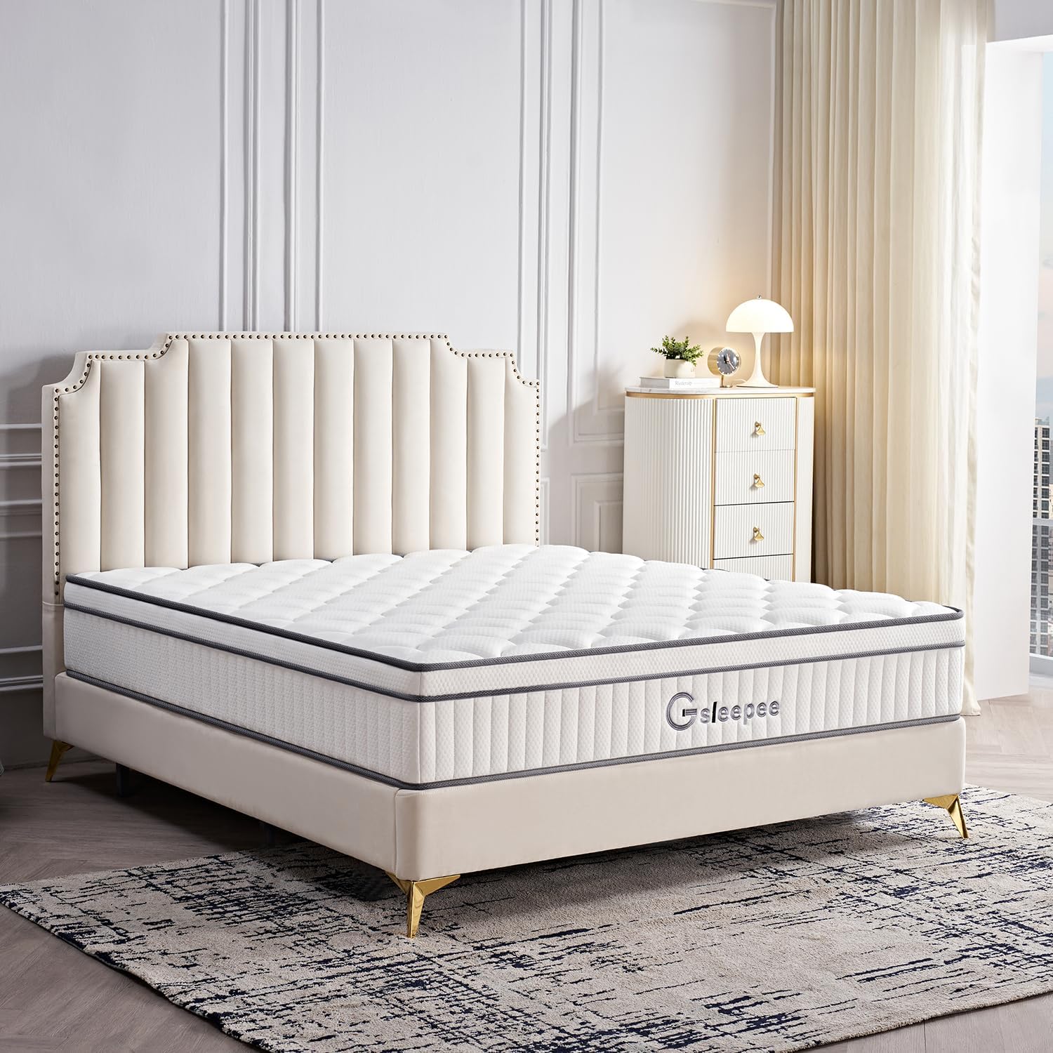 Queen Mattress, 10 Inch Queen Size Mattress in a Box, Gel Memory Foam Hybrid Mattress for Motion Isolation, Soft and Comfortable Mattress, Pressure Relief, Medium Firm Support - Grand Goldman