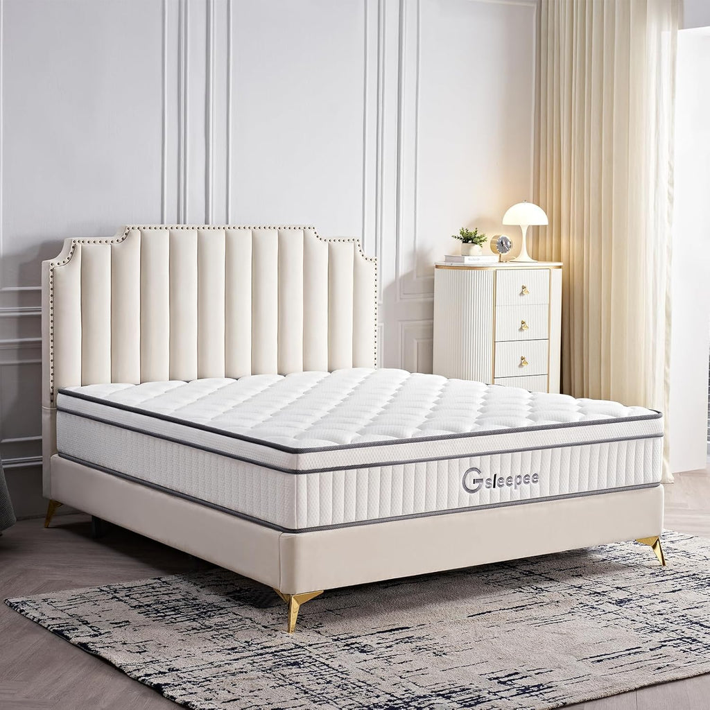 Queen Mattress, 10 Inch Queen Size Mattress in a Box, Gel Memory Foam Hybrid Mattress for Motion Isolation, Soft and Comfortable Mattress, Pressure Relief, Medium Firm Support - Grand Goldman
