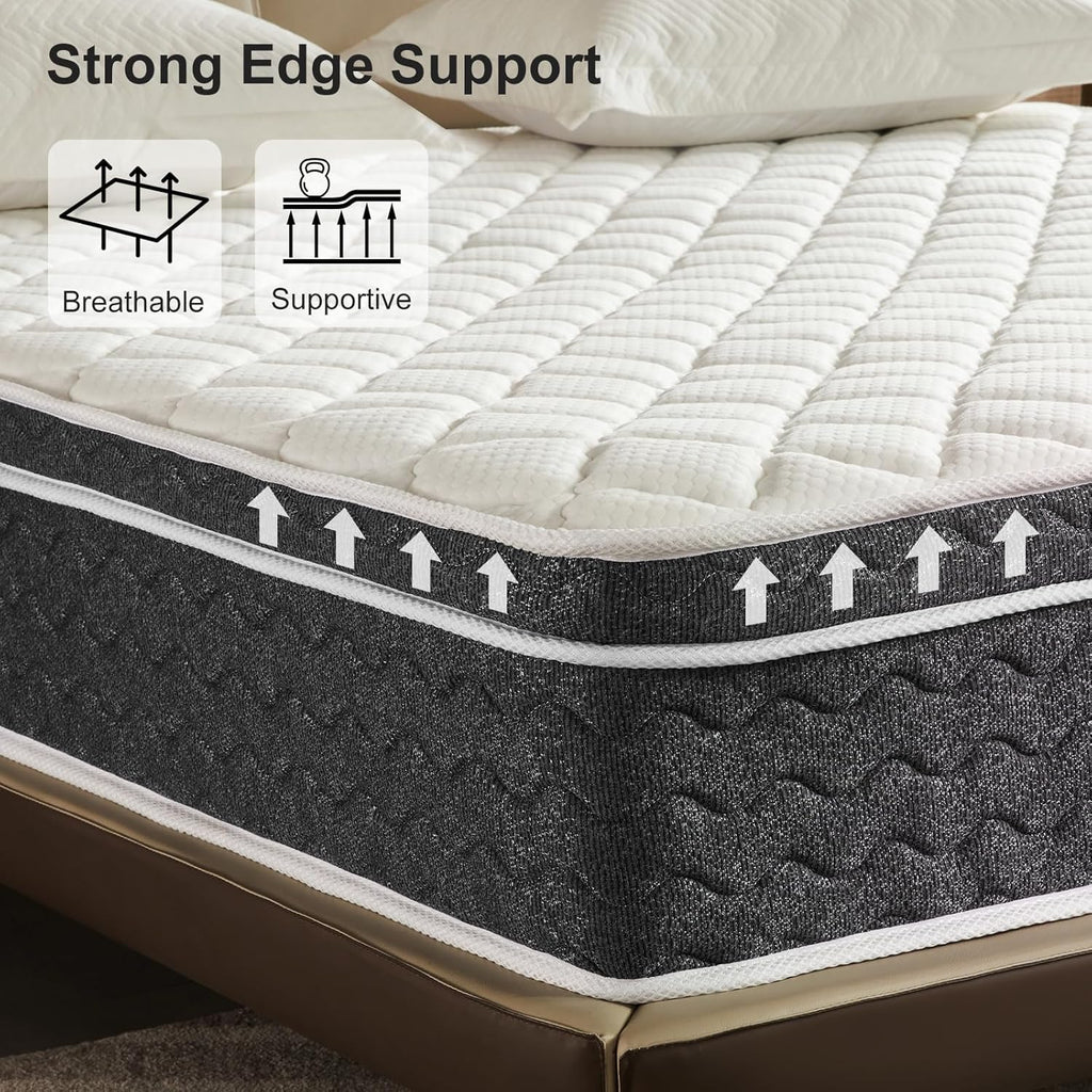 Queen Mattress 12 Inch Hybrid Mattress Queen Size - Memory Foam & Individually Pocket Coils Springs | Pressure Relief | Motion Isolation, Edge Support | CertiPUR-US Certified | Medium Firm - Grand Goldman