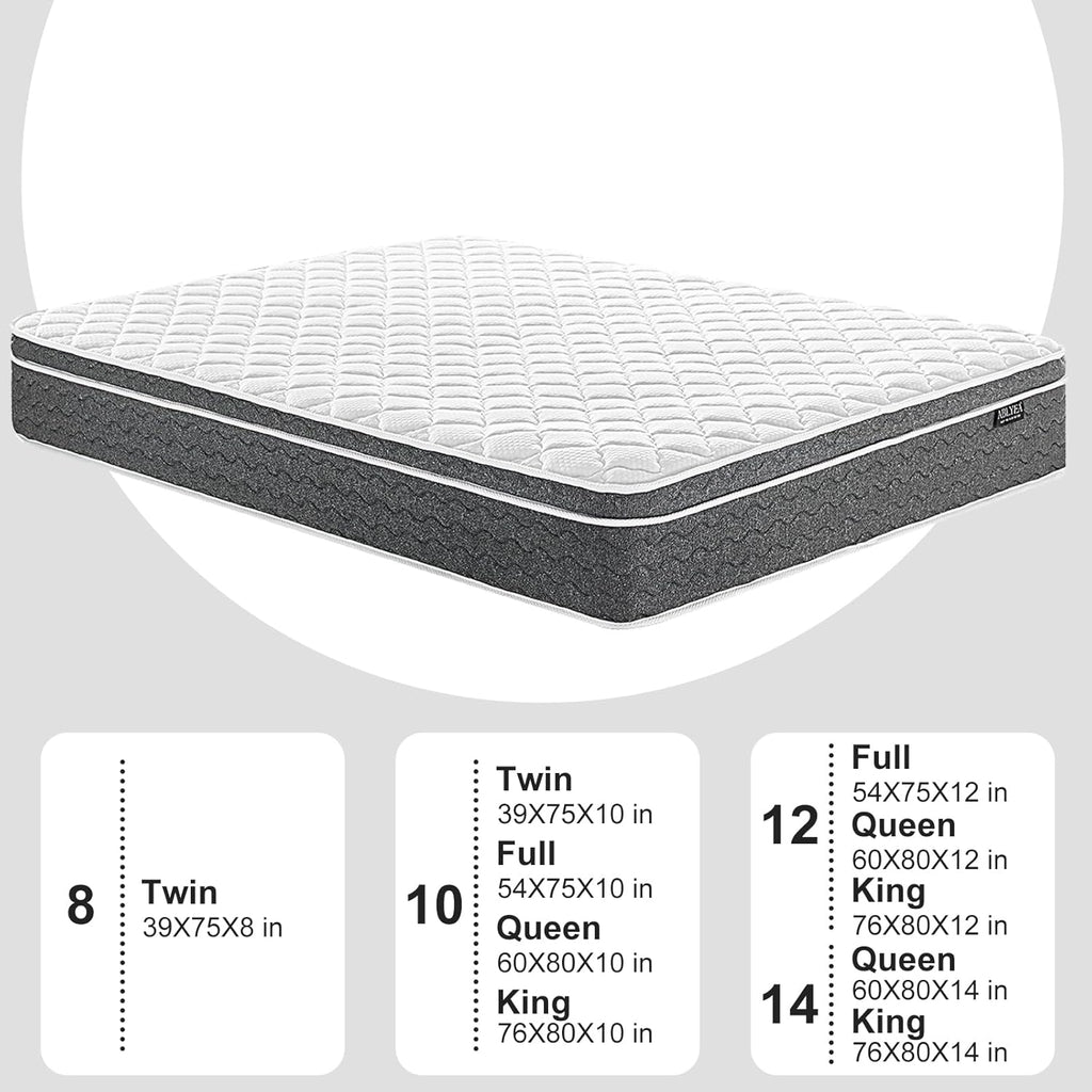 Queen Mattress 12 Inch Hybrid Mattress Queen Size - Memory Foam & Individually Pocket Coils Springs | Pressure Relief | Motion Isolation, Edge Support | CertiPUR-US Certified | Medium Firm - Grand Goldman