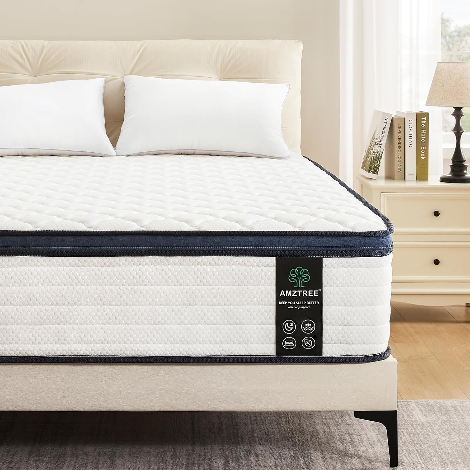 Queen Mattress 12 Inch Mattress Queen Size - Memory Foam & Pocket Coils Springs, Pressure Relief, Medium Firm Comfort, Motion Isolation, Ideal for All Sleep Positions, CertiPUR-US Certified - Grand Goldman