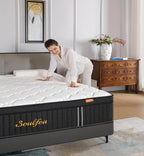 Queen Mattresses,14 Inch Queen Size Mattresses in a Box,Memory Foam Hybrid White & Black Mattress with Provide Support and Improve Sleep Mattresses,Pressure Relief,Medium Firm - Grand Goldman